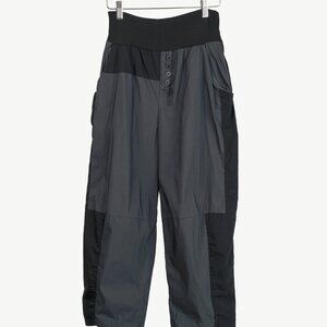 Art Point Grey & Black Cotton Patchwork Cropped Pants
